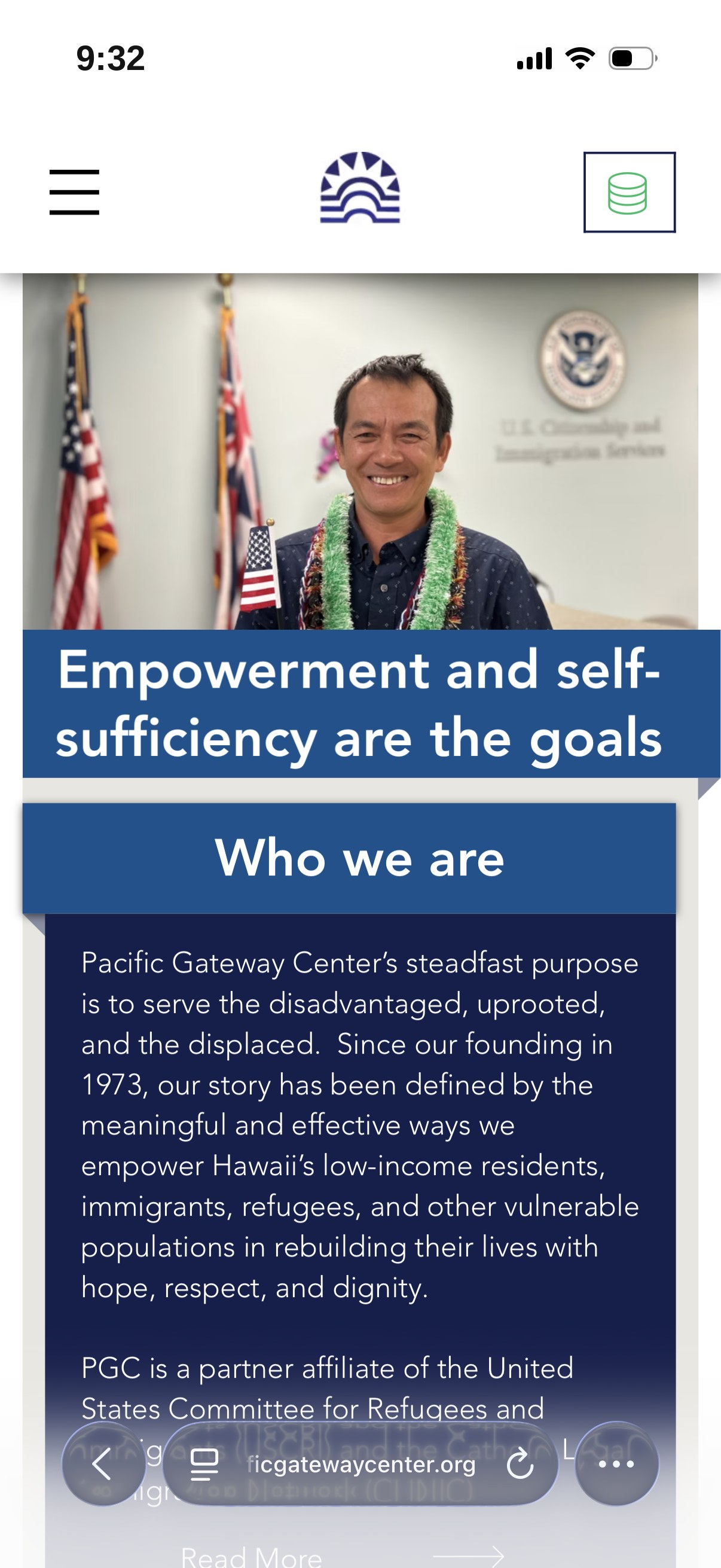 Pacific Gateway Center mobile — hero